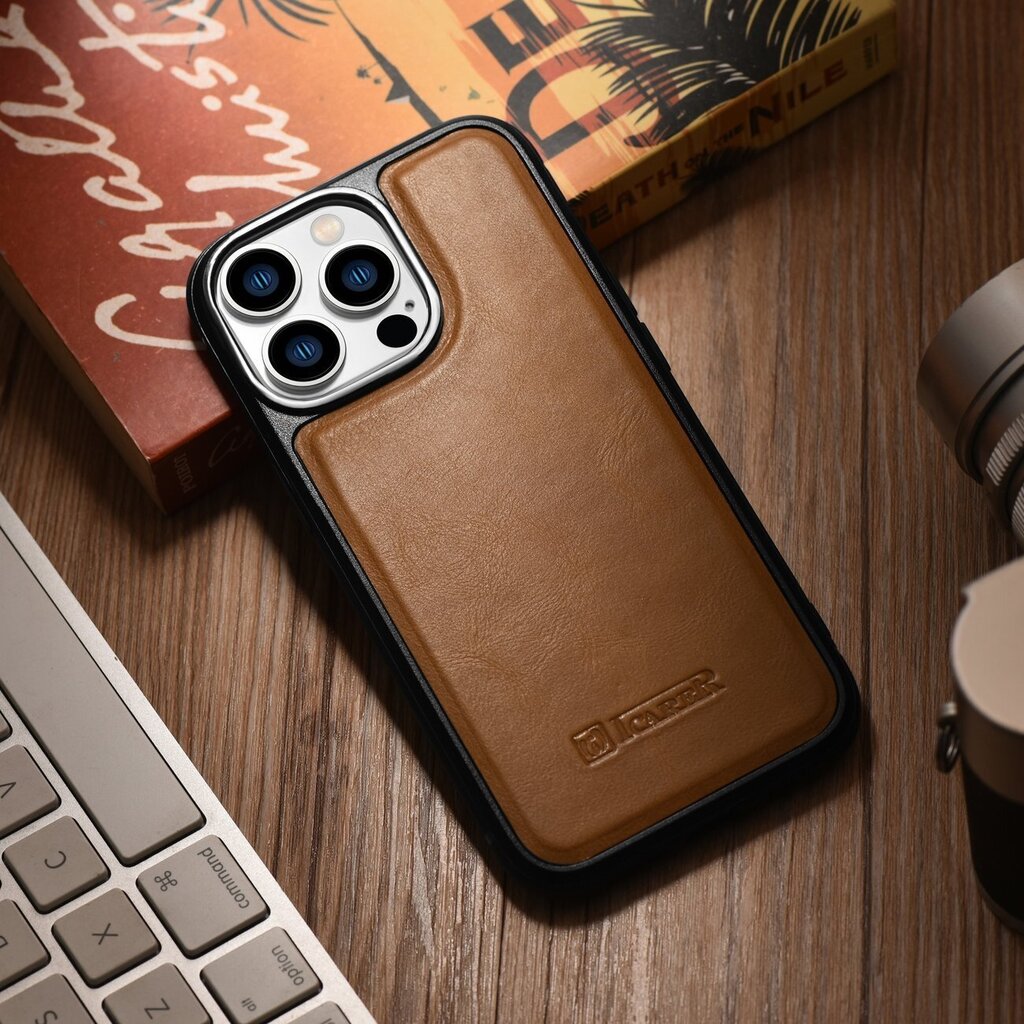 iCarer Leather iPhone 14 Pro (MagSafe compatible) brown (WMI14220718-TN) цена и информация | Telefoni kaaned, ümbrised | kaup24.ee