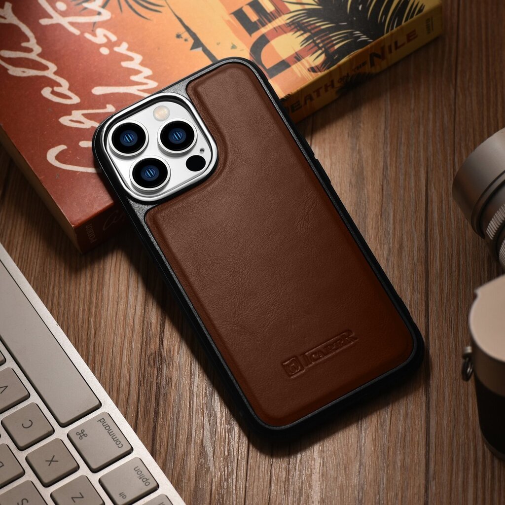 iCarer Leather iPhone 14 Pro (MagSafe compatible) brown (WMI14220718-BN) hind ja info | Telefoni kaaned, ümbrised | kaup24.ee