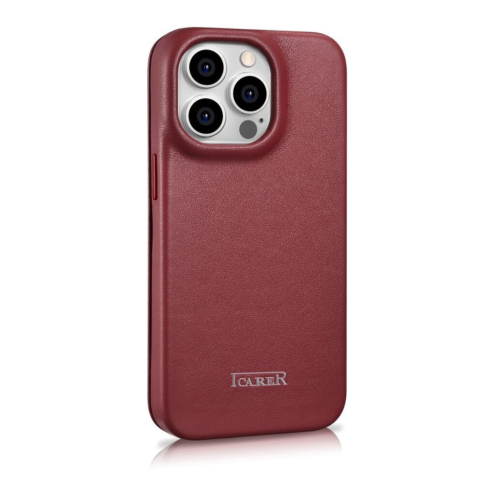 iCarer Leather iPhone 14 Pro Max Flip Magnetic MagSafe Red (WMI14220716-RD) цена и информация | Telefoni kaaned, ümbrised | kaup24.ee