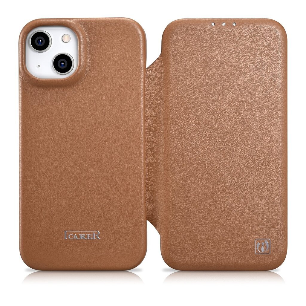 iCarer Leather iPhone 14 Plus Flip Magnetic MagSafe Brown (WMI14220715-BN) hind ja info | Telefoni kaaned, ümbrised | kaup24.ee