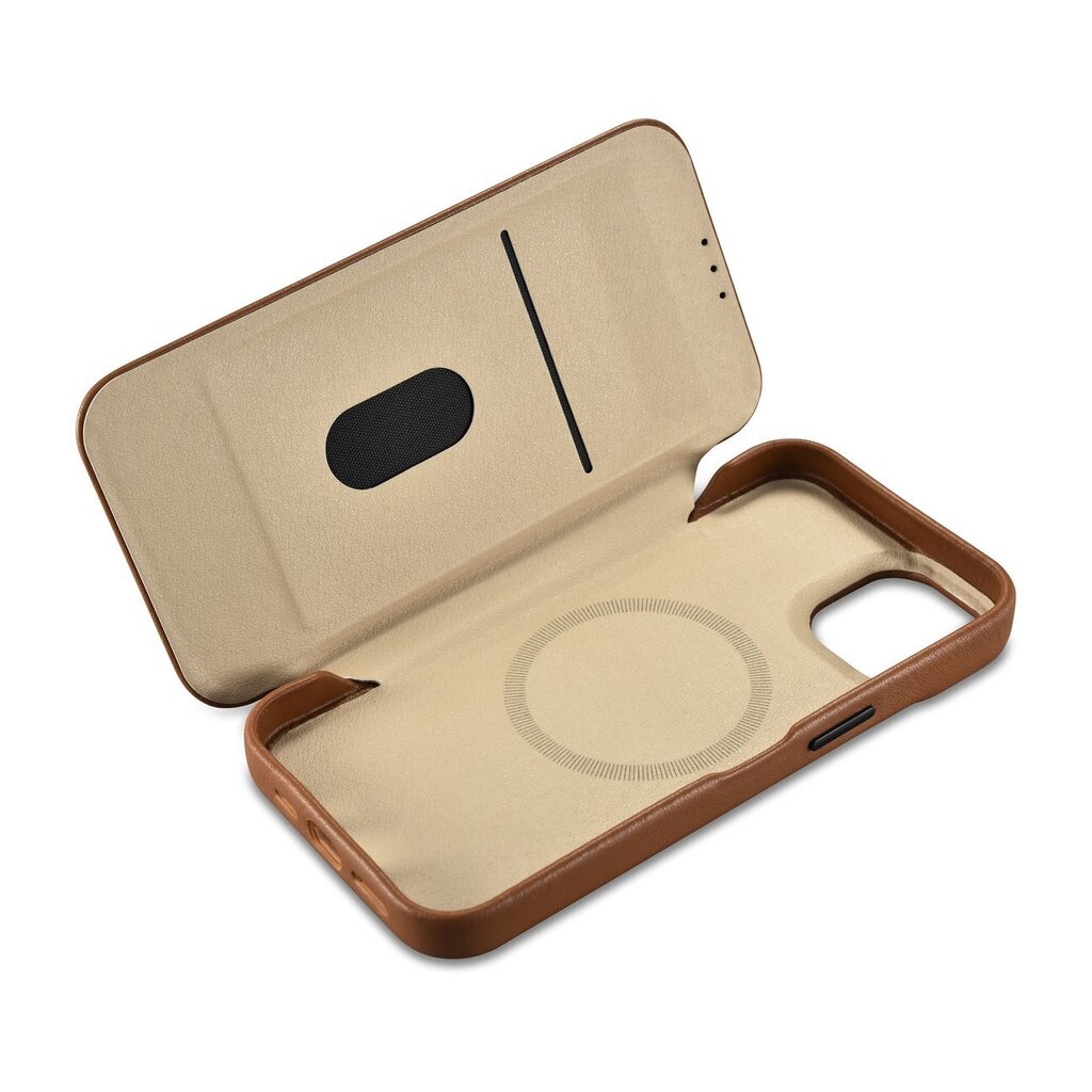 iCarer Leather iPhone 14 Plus Flip Magnetic MagSafe Brown (WMI14220715-BN) hind ja info | Telefoni kaaned, ümbrised | kaup24.ee