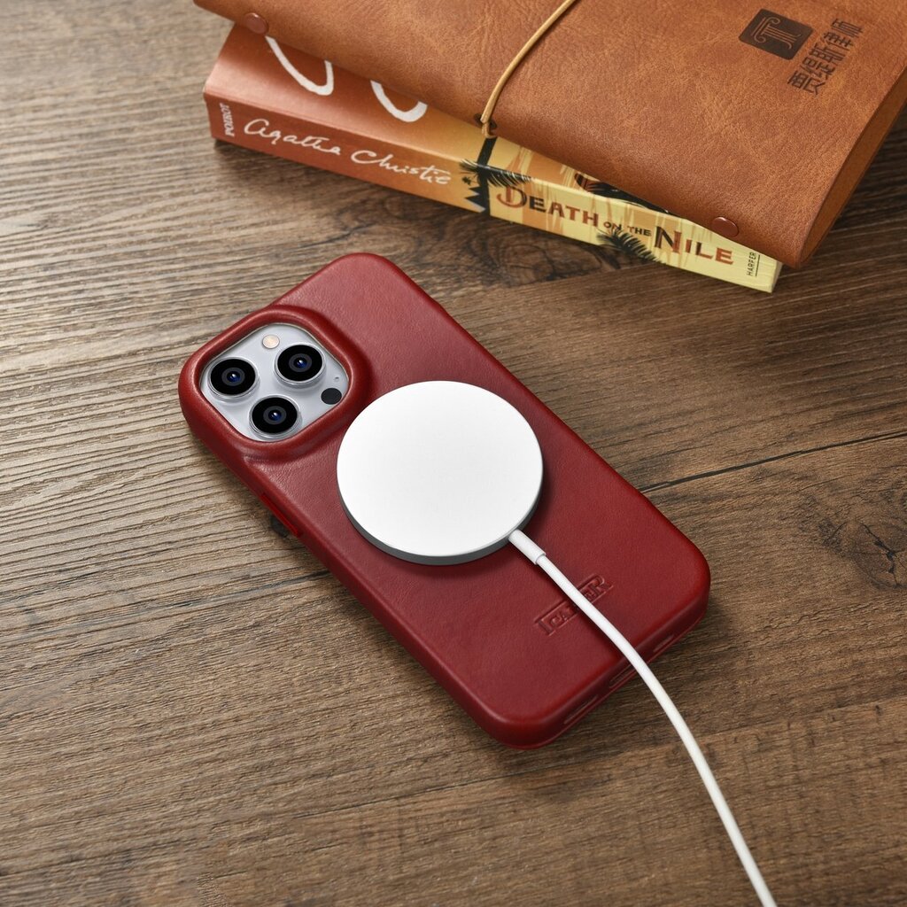 iCarer Leather iPhone 14 Pro Max Flip Magnetic MagSafe Red (AKI14220708-RD) цена и информация | Telefoni kaaned, ümbrised | kaup24.ee