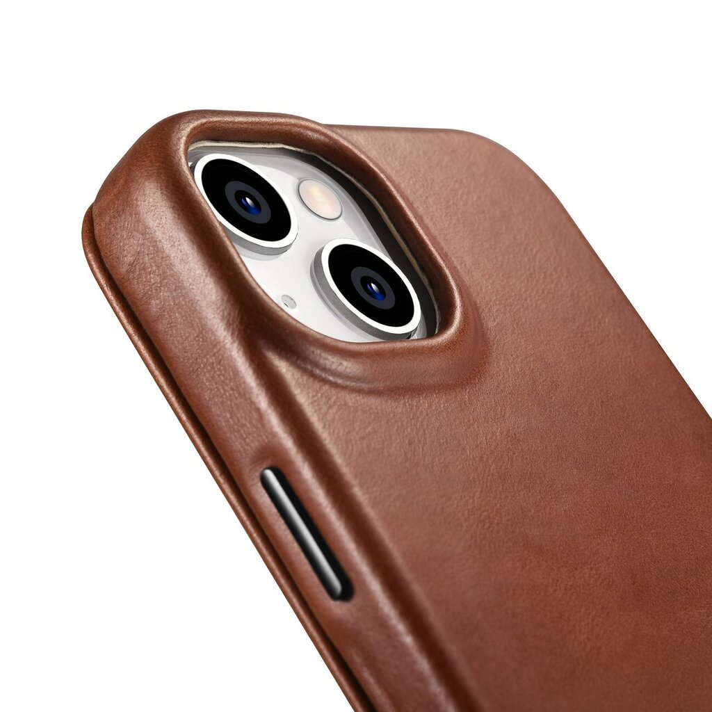 iCarer Leather iPhone 14 Plus magnetic flip MagSafe brown (AKI14220707-BN) цена и информация | Telefoni kaaned, ümbrised | kaup24.ee