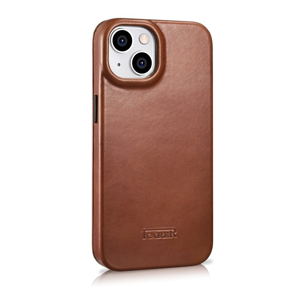 iCarer Leather iPhone 14 Plus magnetic flip MagSafe brown (AKI14220707-BN) цена и информация | Telefoni kaaned, ümbrised | kaup24.ee