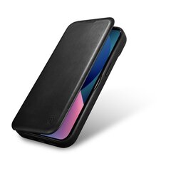 Кожаный чехол iCarer для iPhone 14 Pro Flip с магнитным MagSafe, черный (AKI14220706-BK) цена и информация | Чехлы для телефонов | kaup24.ee