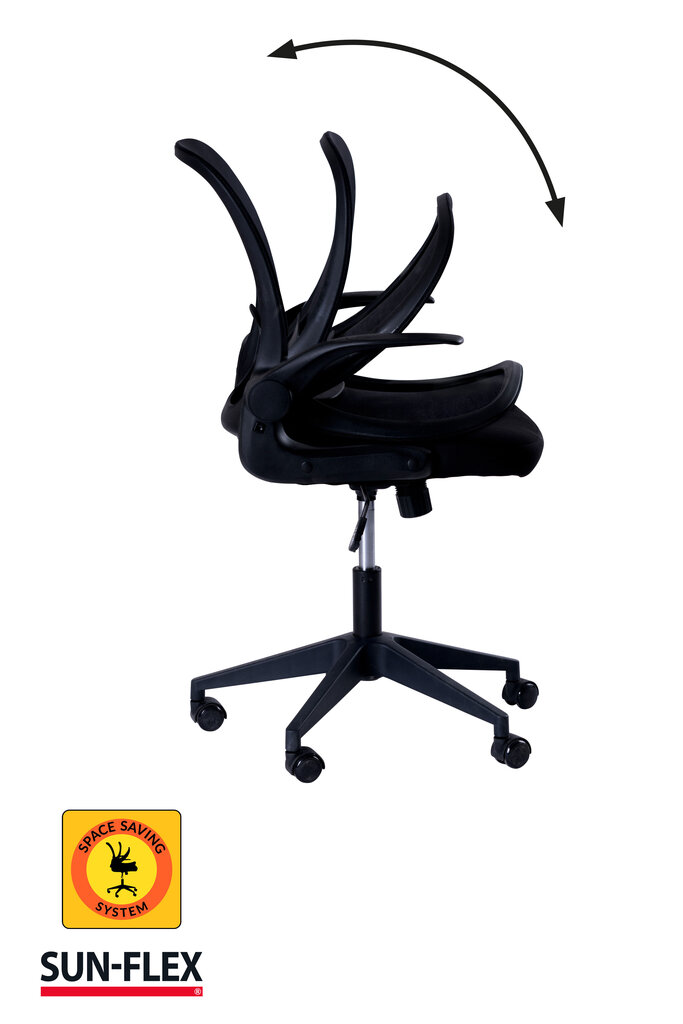 Reguleeritava kõrgusega tool Sun-Flex®Hideaway tool, 91-101 cm, must raam, must iste hind ja info | Kontoritoolid | kaup24.ee