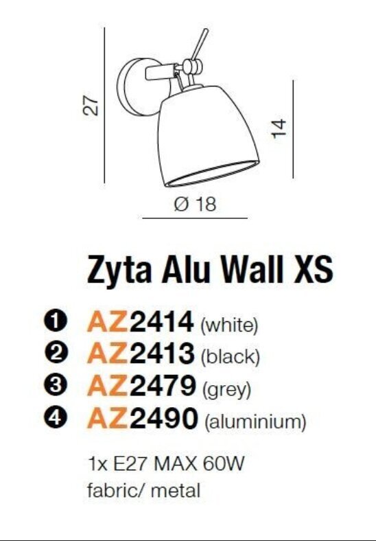 Seinavalgusti AZzardo Zyta AZ4792 hind ja info | Seinavalgustid | kaup24.ee
