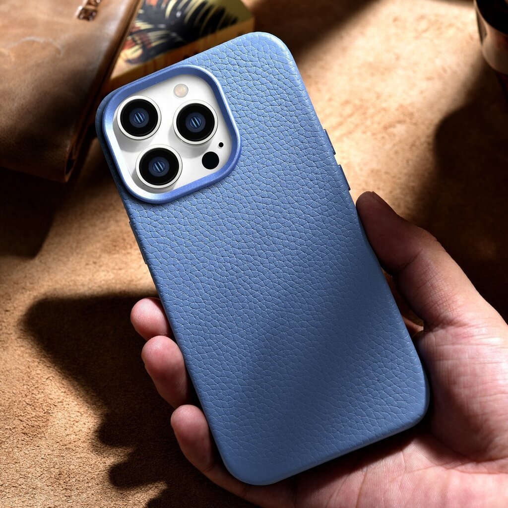 iCarer Litchi Leather iPhone 14 Pro Max Magnetic with MagSafe Light Blue (WMI14220712-LB) hind ja info | Telefoni kaaned, ümbrised | kaup24.ee