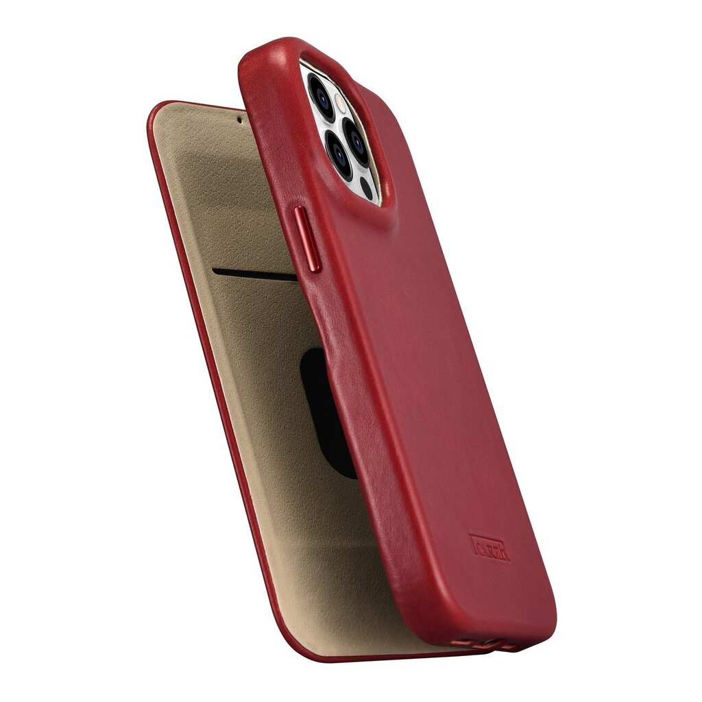 iCarer Leather iPhone 14 Pro Flip Magnetic MagSafe Red (AKI14220706-RD) hind ja info | Telefoni kaaned, ümbrised | kaup24.ee
