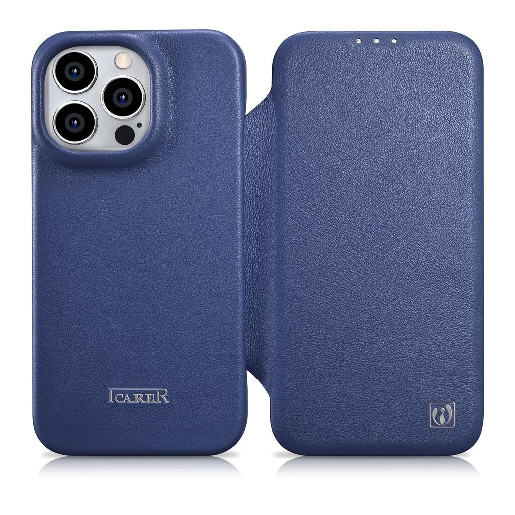 iCarer Leather iPhone 14 Pro Flip Magnetic MagSafe Leather blue (WMI14220714-BU) hind ja info | Telefoni kaaned, ümbrised | kaup24.ee