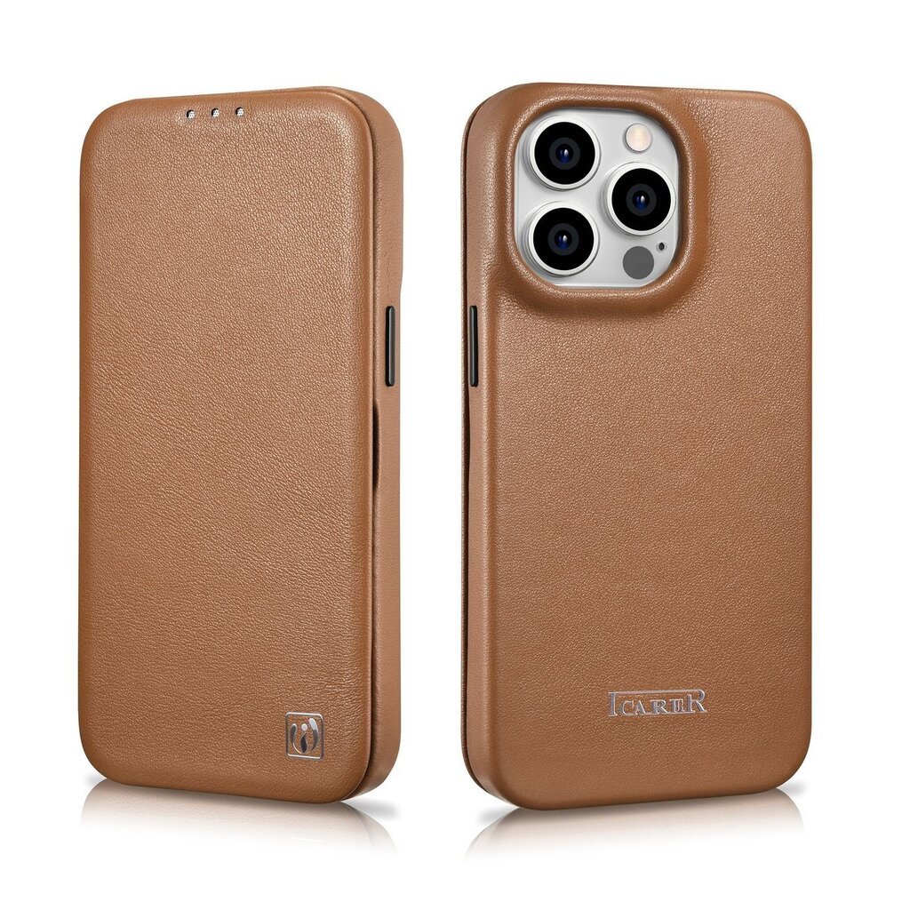 iCarer Leather iPhone 14 Pro Max Flip Magnetic MagSafe Leather Brown (WMI14220716-BN) hind ja info | Telefoni kaaned, ümbrised | kaup24.ee