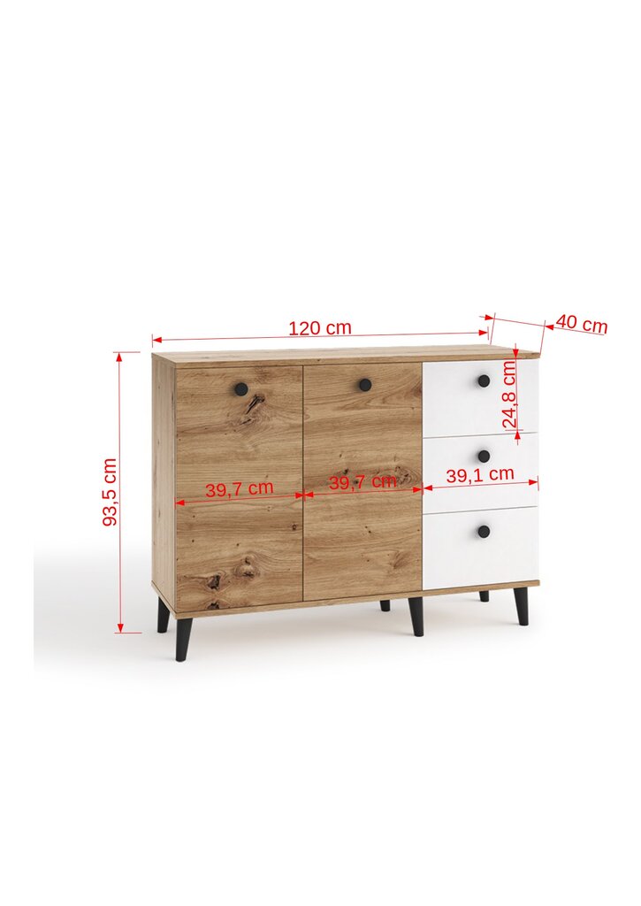 Kummut ADRK Furniture CLE02, pruun/valge hind ja info | Kummutid | kaup24.ee