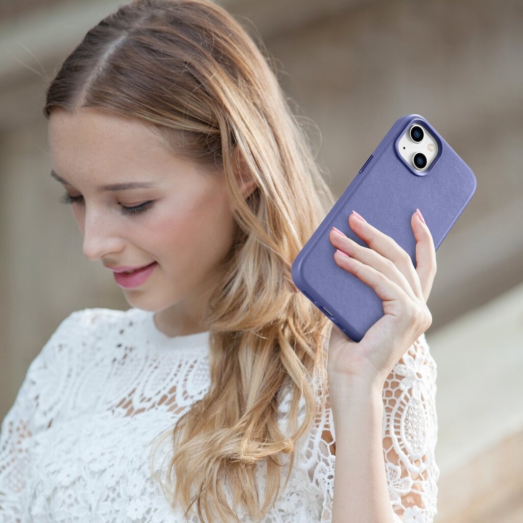 iCarer Leather iPhone 14 Plus light purple (MagSafe compatible) цена и информация | Telefoni kaaned, ümbrised | kaup24.ee