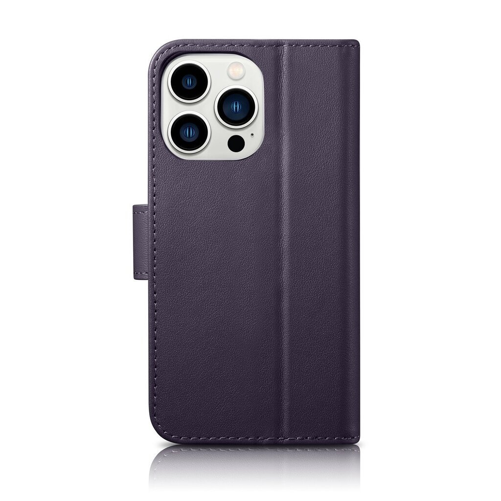 iCarer 2in1 iPhone 14 Pro Max Leather Flip Anti-RFID dark purple (WMI14220728-DP) цена и информация | Telefoni kaaned, ümbrised | kaup24.ee