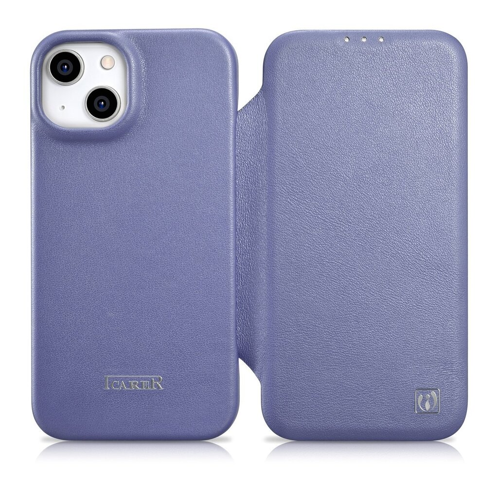 iCarer Leather iPhone 14 Plus Flip Magnetic MagSafe Light Purple (WMI14220715-LP) цена и информация | Telefoni kaaned, ümbrised | kaup24.ee