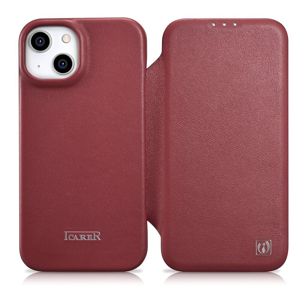 iCarer Leather iPhone 14 Plus Flip Magnetic MagSafe Red (WMI14220715-RD) hind ja info | Telefoni kaaned, ümbrised | kaup24.ee