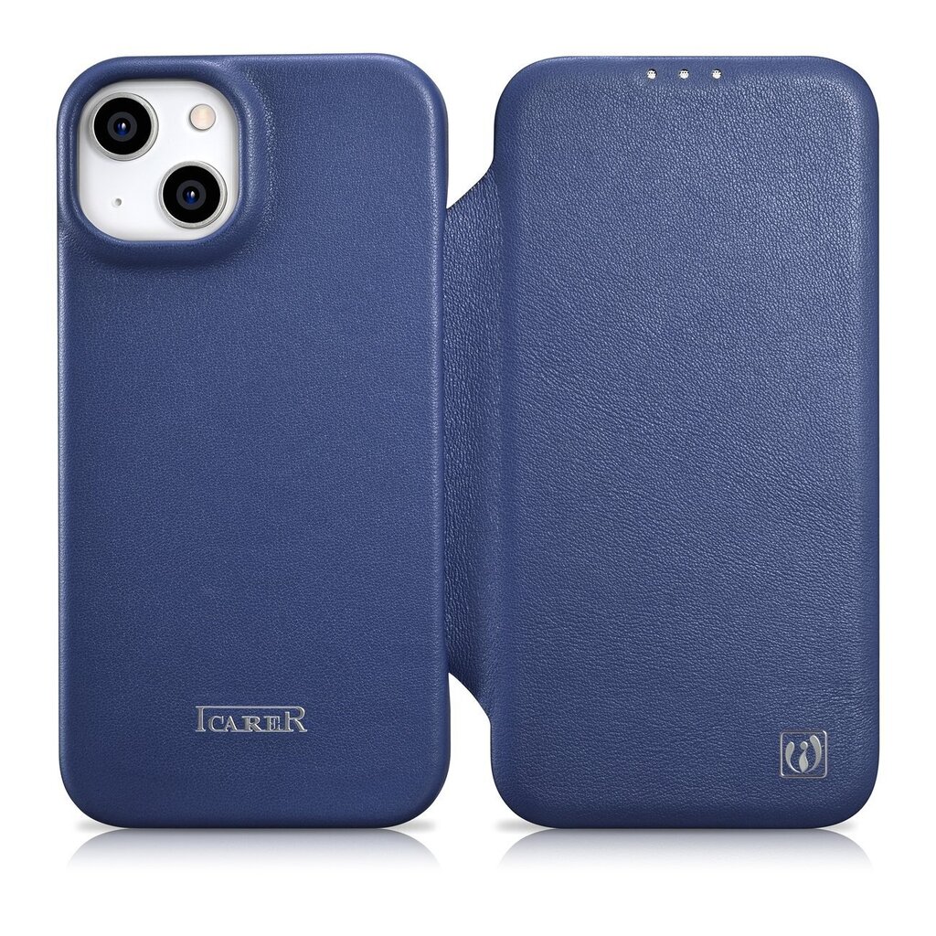 iCarer Leather iPhone 14 Flip Magnetic MagSafe Blue (WMI14220713-BU) hind ja info | Telefoni kaaned, ümbrised | kaup24.ee