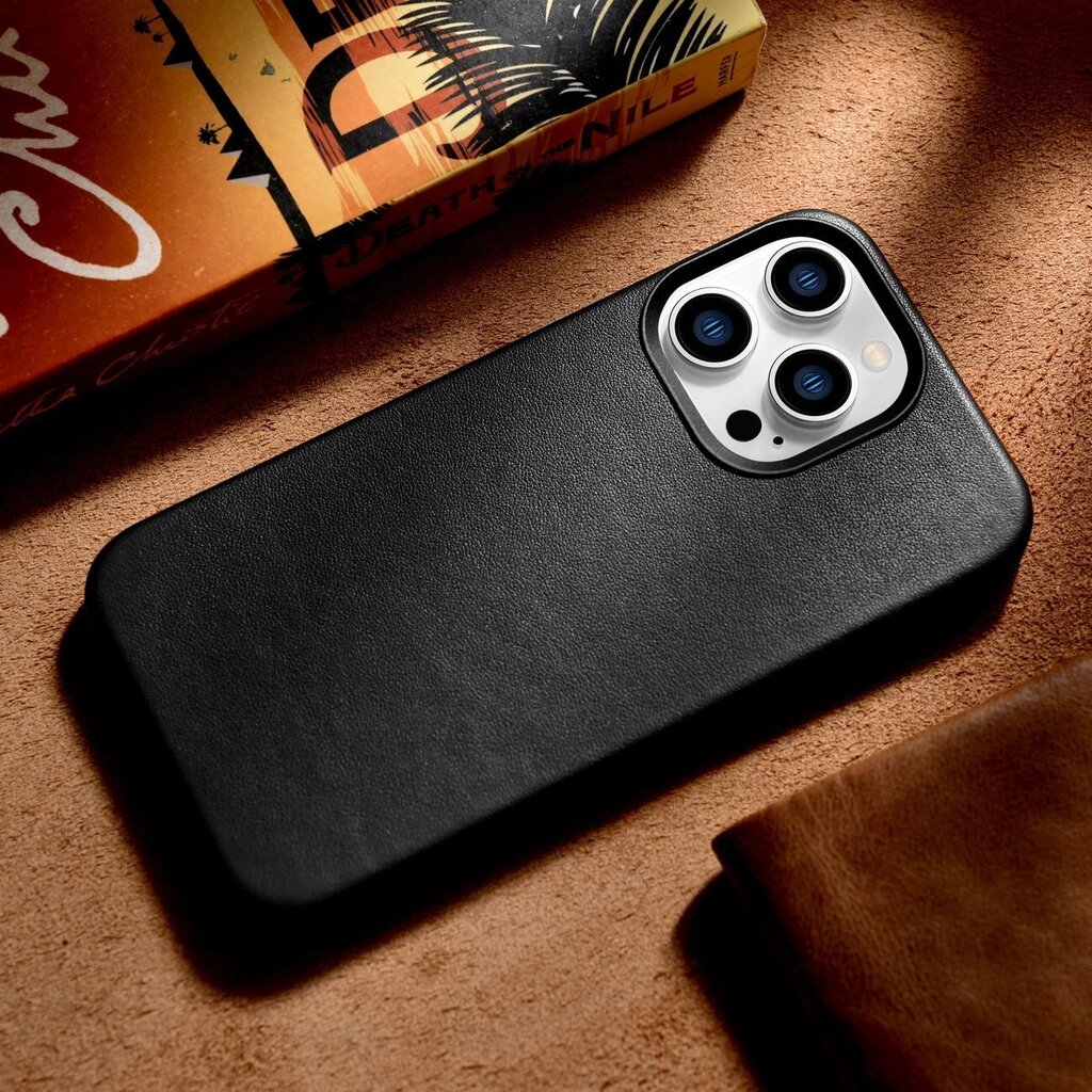 iCarer Leather iPhone 14 Pro Max Black (WMI14220708-BK) (MagSafe Compatible) hind ja info | Telefoni kaaned, ümbrised | kaup24.ee