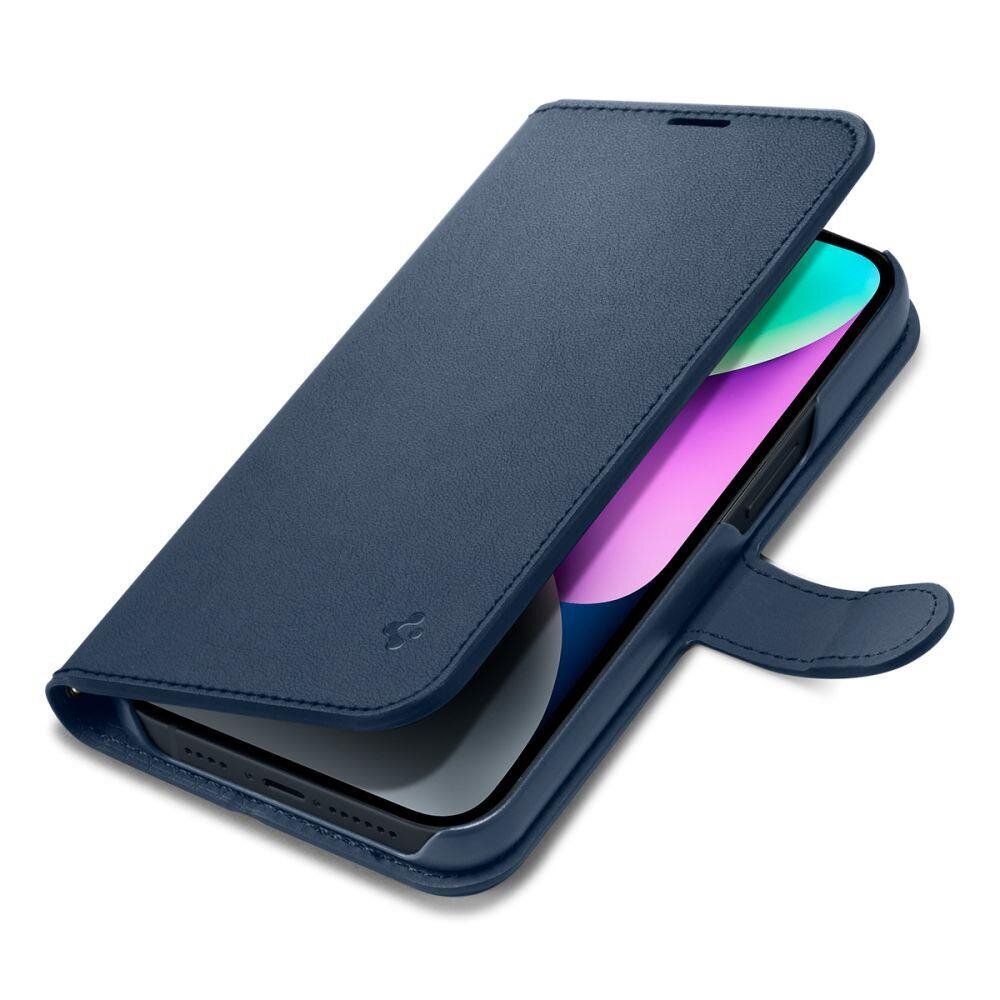 Spigen Wallet S Leather Flip Wallet for iPhone 14 Blue цена и информация | Telefoni kaaned, ümbrised | kaup24.ee