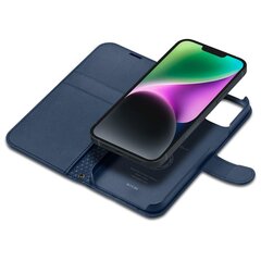 Кожаный бумажник с откидной крышкой Spigen Wallet S для iPhone 14, синий цена и информация | Чехлы для телефонов | kaup24.ee