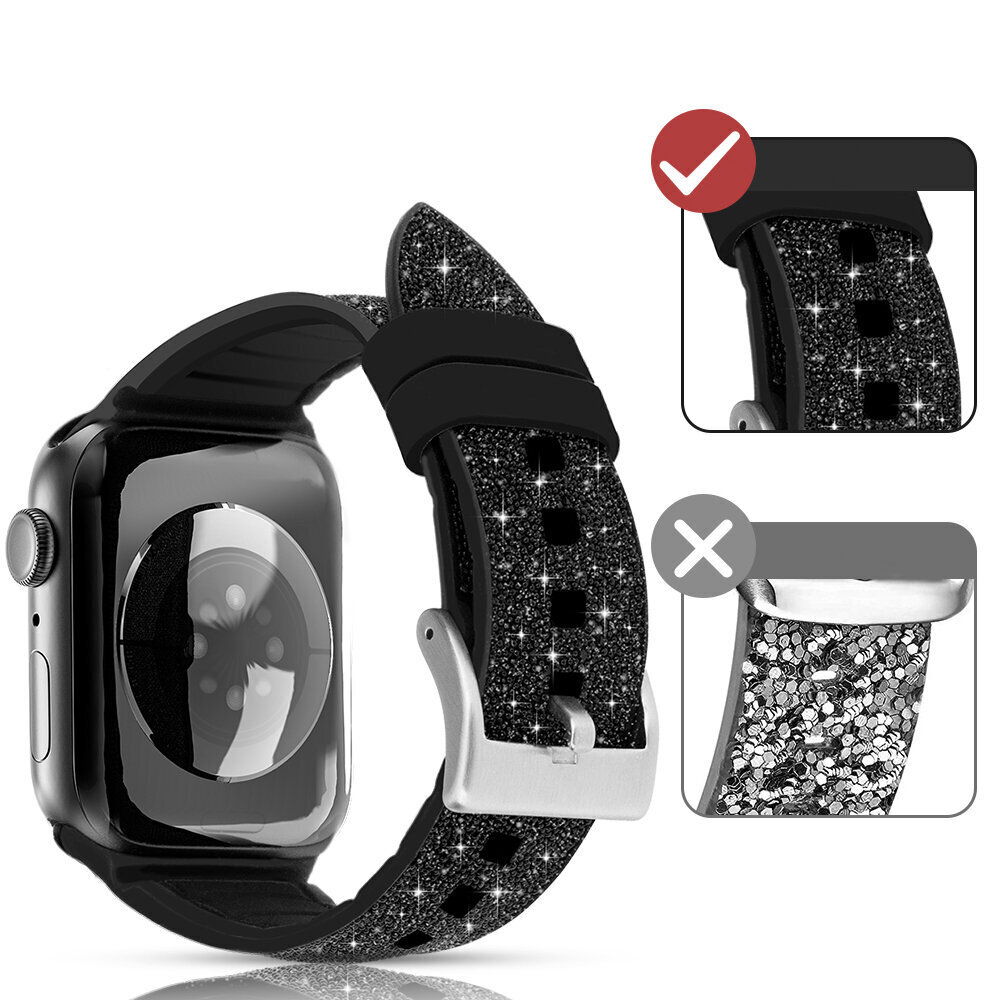 Kingxbar Crystal Fabric Band kellale Apple Watch Bracelet 6/5/4/3/2 (40mm / 38mm), must hind ja info | Nutikellade ja nutivõrude tarvikud | kaup24.ee