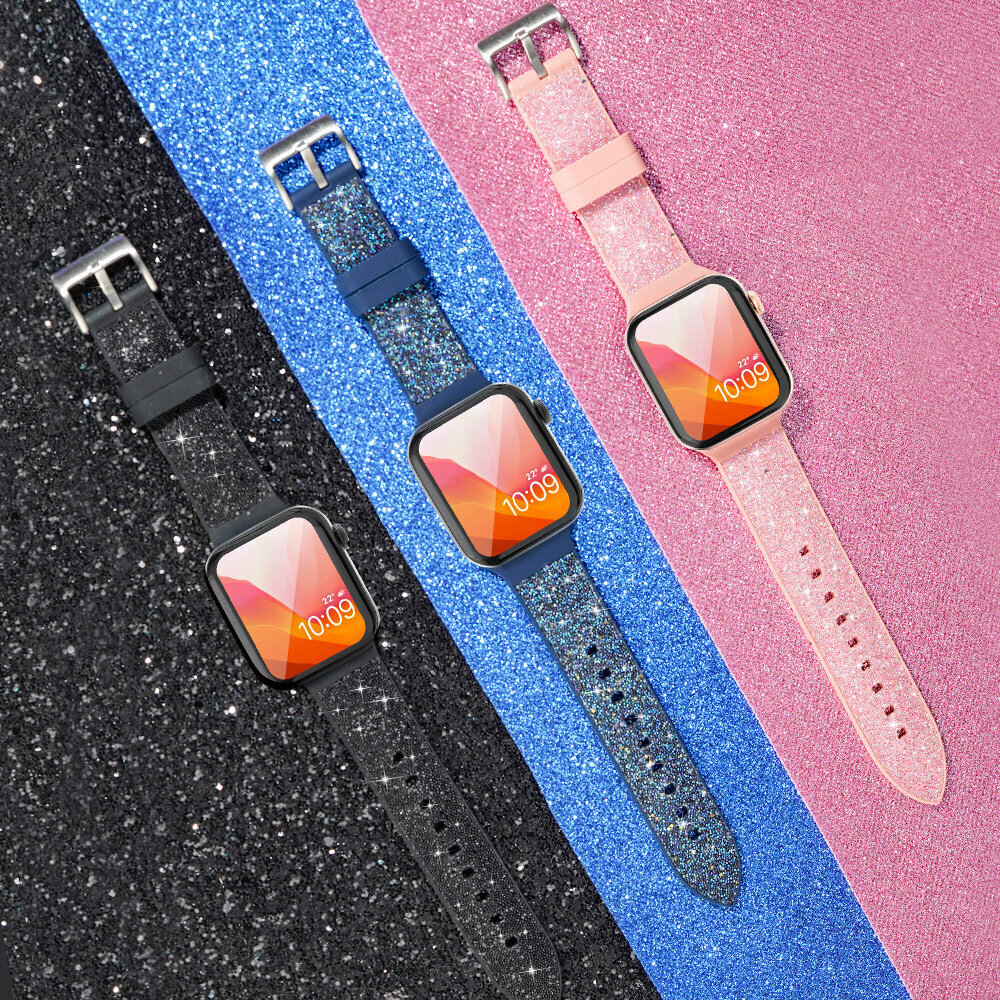 Kingxbar Crystal Fabric Band kellale Apple Watch Bracelet 6/5/4/3/2 (40mm / 38mm), must hind ja info | Nutikellade ja nutivõrude tarvikud | kaup24.ee