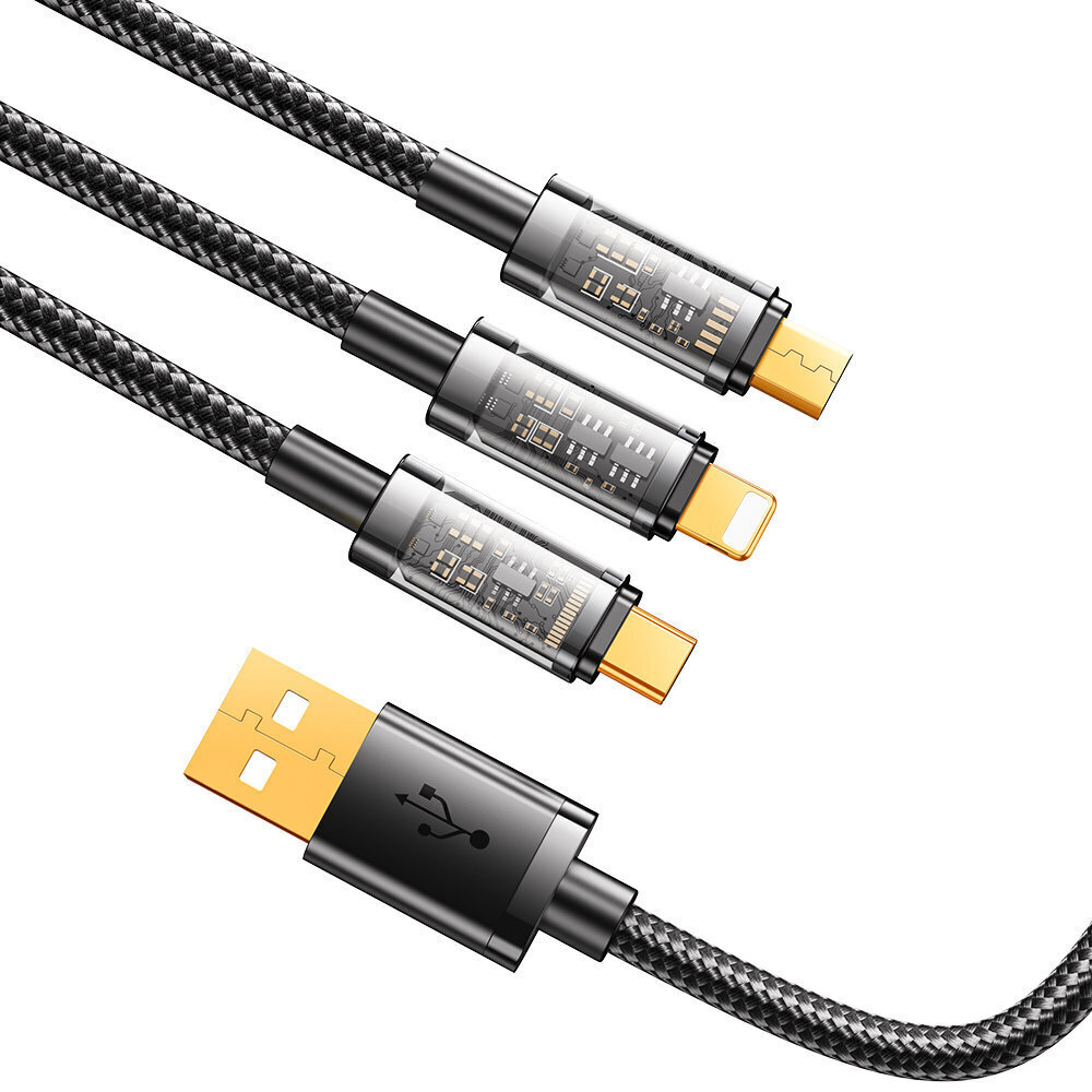 Joyroom 3in1 USB - USB Type C / Lightning / micro USB 3.5 A 1.2m (S-1T3015A5) hind ja info | Mobiiltelefonide kaablid | kaup24.ee