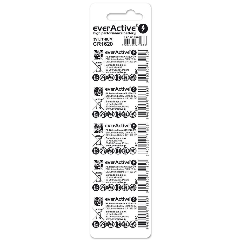 everActive CR16205BL patareid, 5 tk. hind ja info | Patareid | kaup24.ee