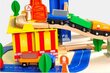 Puidust rongi- ja autorada koos kraana ja tarvikutega, 80 osa. цена и информация | Poiste mänguasjad | kaup24.ee