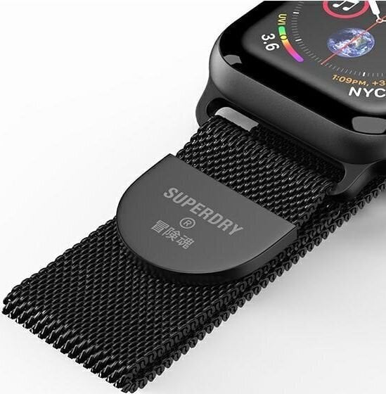 SuperDry Watchband kellale Apple Watch 38/40mm, must цена и информация | Nutikellade ja nutivõrude tarvikud | kaup24.ee