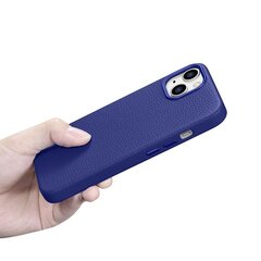 Кожаный чехол iCarer Litchi для iPhone 14 с магнитным MagSafe, темно-синий (WMI14220709-DB) цена и информация | Чехлы для телефонов | kaup24.ee