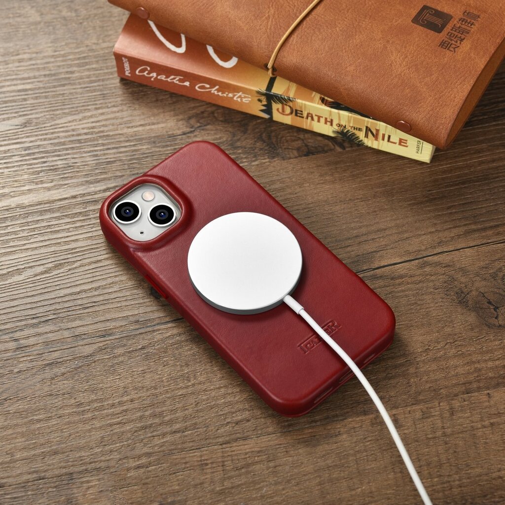 iCarer Leather iPhone 14 Flip Magnetic MagSafe Red (AKI14220705-RD) цена и информация | Telefoni kaaned, ümbrised | kaup24.ee