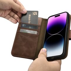 Чехол iCarer 2in1 для iPhone 14 Pro Max FlipAnti-RFID, коричневый (WMI14220724-BN) цена и информация | Чехлы для телефонов | kaup24.ee