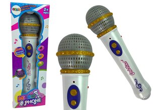 Karaoke mikrofon valgusega, valge цена и информация | Развивающие игрушки | kaup24.ee