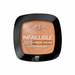 Компактная пудра для лица с эффектом загара L'Oreal Make Up Infaillible 250-light clair 24 часа, 9 г цена и информация | Бронзеры (бронзаторы), румяна | kaup24.ee