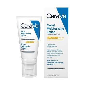 Увлажняющий лосьон для лица CeraVe SPF 50 (52 ml) цена и информация | Кремы для лица | kaup24.ee