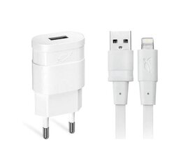 Laadija Apple kaabliga 1 USB pesaga 1,0A valge, Rivacase/12 hind ja info | Mobiiltelefonide laadijad | kaup24.ee