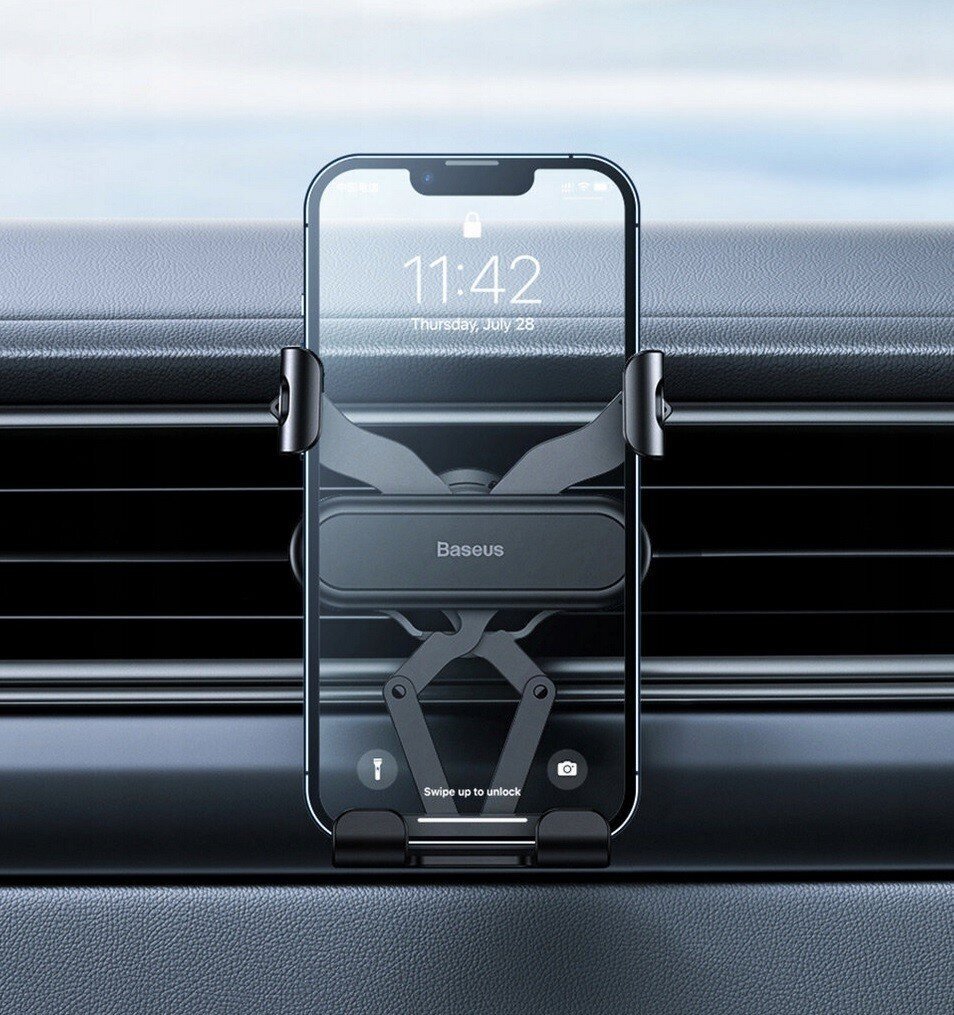Auto telefonihoidik Baseus paigaldatud ventilatsioonivõre külge, must SUWX010001 цена и информация | Mobiiltelefonide hoidjad | kaup24.ee