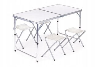 Modernhome Tourist table, folding table, set of 4 chairs White hind ja info | Matkamööbel | kaup24.ee