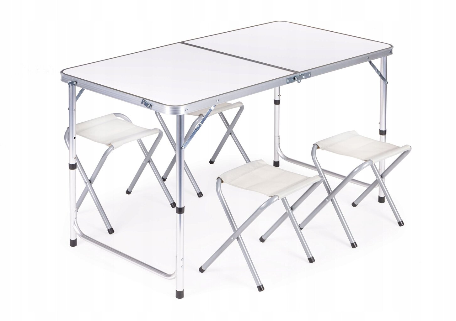 Modernhome Tourist table, folding table, set of 4 chairs White цена и информация | Matkamööbel | kaup24.ee