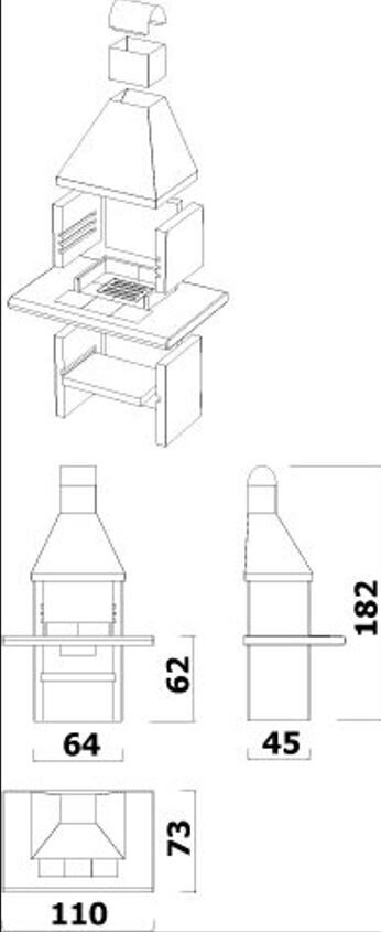 Betoonist väligrill VARIANT KOMFORT + Katus Roostevaba teras hind ja info | Grillid | kaup24.ee