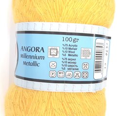 Пряжа для вязания Lanoso Angora Millennium Metallic 100г, цвет желтый 13G цена и информация | Принадлежности для вязания | kaup24.ee