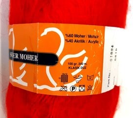Kudumislõng Nako Super Moher 100g, värvus punane 6619 hind ja info | Kudumistarvikud | kaup24.ee