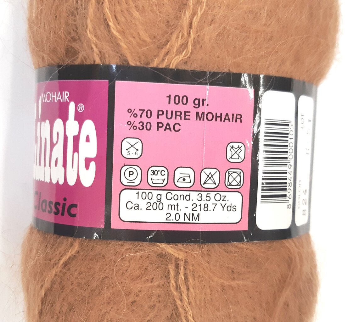 Kudumislõng Linate Mohair Classic 100g, värvus helepruun 824R hind ja info | Kudumistarvikud | kaup24.ee