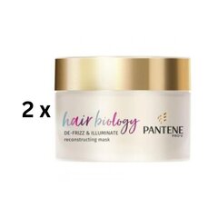 PANTENE BIOLOGY Defrizz & Illuminate siluv ja sära andev juuksemask, 160 ml, pakis 2 tk. hind ja info | Maskid, õlid, seerumid | kaup24.ee