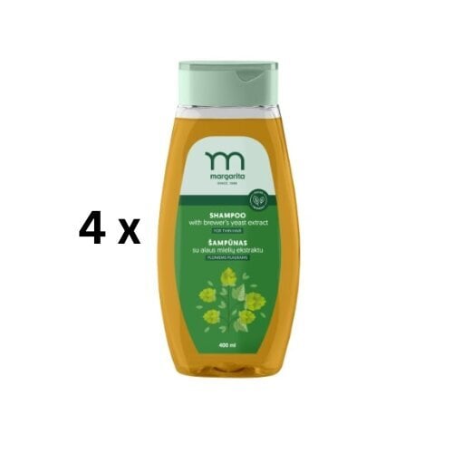 Õllepärmiga šampoon MARGARITA õhukestele juustele, 400ml, pakis 4 tk. hind ja info | Šampoonid | kaup24.ee
