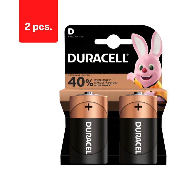 Patareid DURACELL D, LR20, 2 tk., pakis 2 tk. цена и информация | Patareid | kaup24.ee