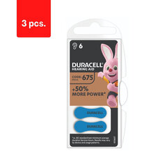 Patareid kuuldeaparaadile DURACELL 675, 6 tk, pakendis 3 tk. hind ja info | Patareid | kaup24.ee