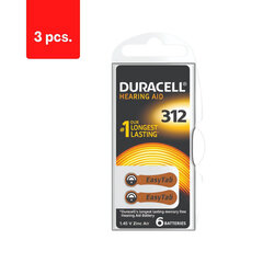 Батарейки для слухового аппарата DURACELL 312, 6 шт., упаковка 3 шт. цена и информация | Батарейки | kaup24.ee