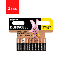 Батарейки DURACELL AAA, 10 шт., в упаковке 3 шт. цена и информация | Батареи | kaup24.ee